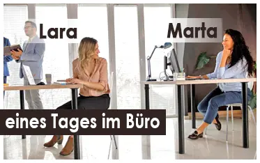 Kolleginnen im Büro beim Chatten